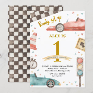 Boy Birthday Racing Cars Invitation