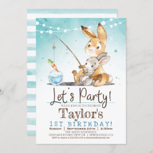Boy Bunny Rabbit 1er Anniversaire Fête Invitation