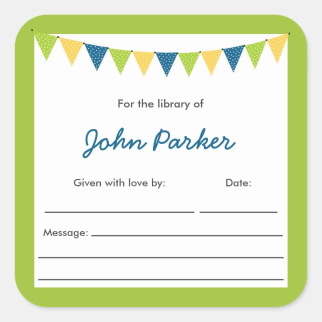 Boy Bunting Baby shower autocollants (Devant)