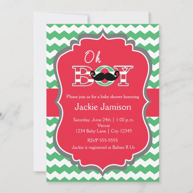 Boy Christmas Holiday Red Baby shower Invitation (Devant)