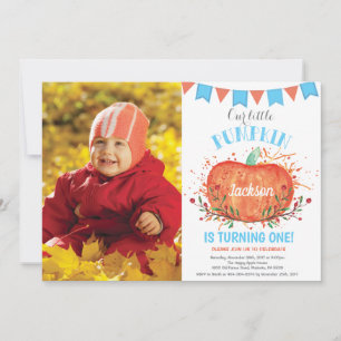 Boy Citrouille Invitation Anniversaire Orange et B