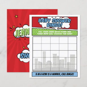 Boy Comic Book Superhero Baby shower Bingo Jeu