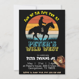 Boy Cowboy Invitation Anniversaire, Editable My 1s