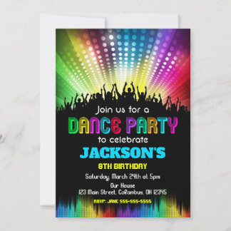 Boy Dance Party Anniversaire Invitation