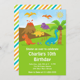 Boy Dinosaures Invitation de fête d'anniversaire