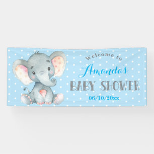 Boy Elephant Baby shower Bleu et gris bannière