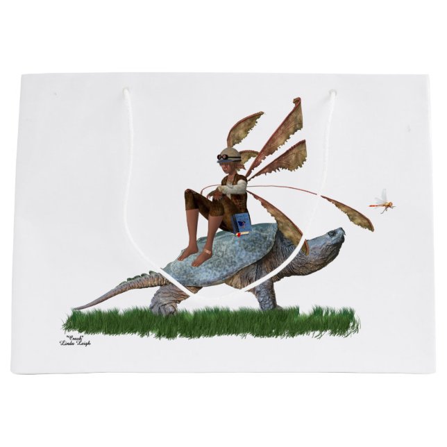 Boy Fairy Riding Sur Turtle Cadeau Sac (Devant)