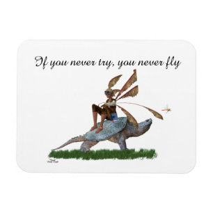 Boy Fairy Riding Sur Turtle Flexible Photo Magnet