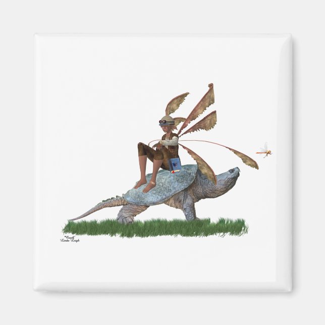 Boy Fairy Riding Sur Turtle Magnet (Devant)