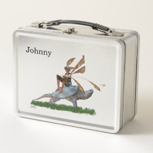 Boy Fairy Riding Sur Turtle Metal Lunchbox
