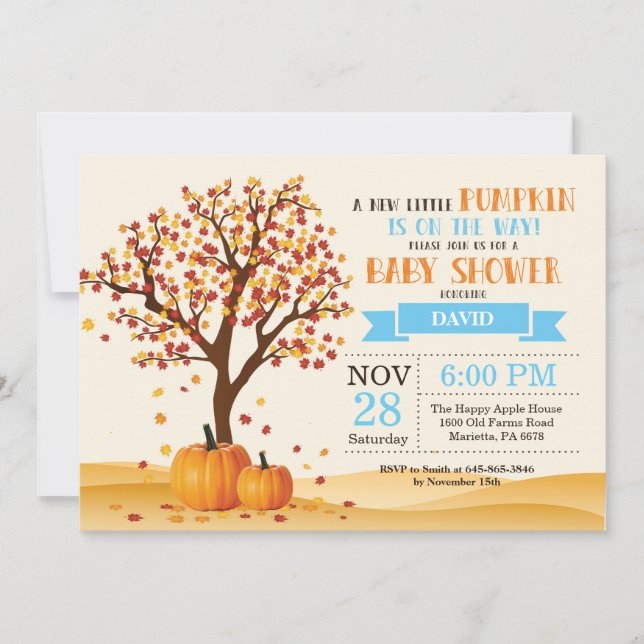 Boy Fall Baby shower Invitation Carte Arbres Feuil (Devant)