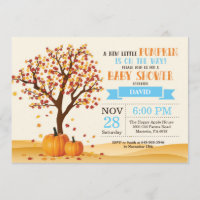 Boy Fall Baby shower Invitation Carte Arbres Feuil