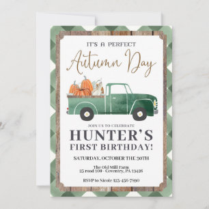 Boy Fall Invitation d'anniversaire, automne premie