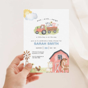 Boy Farm Animaux Baby shower Invitation