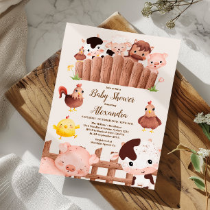 Boy Farm Animaux Baby shower Invitation