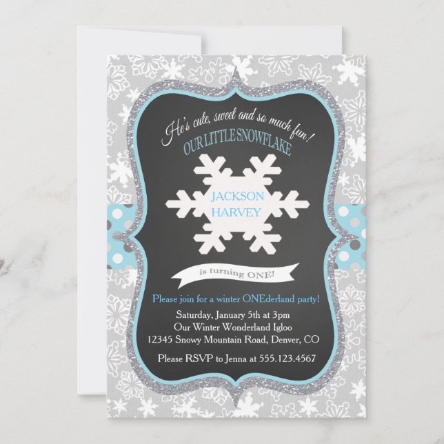 Boy First Birthday Winter ONE derland Invitation (Devant)