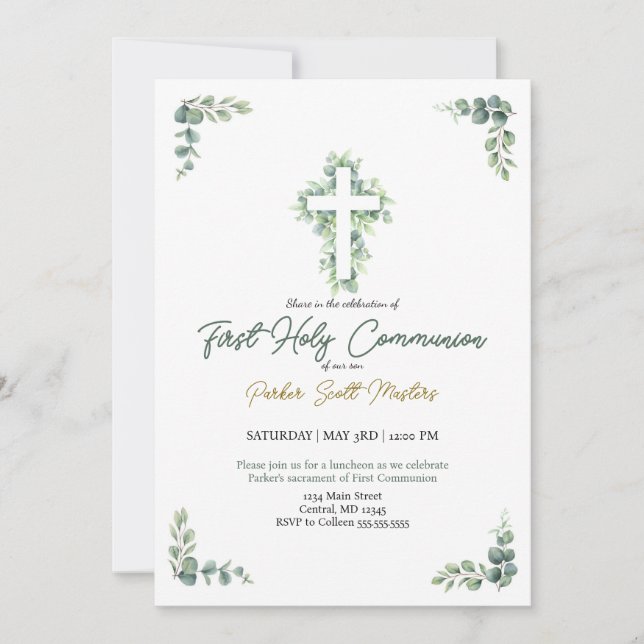 Boy First Holy Communion Invitation (Devant)