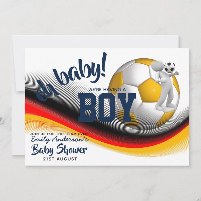 BOY FOOTBALL Baby showers DE FOOTBALL Invitations  (Devant)
