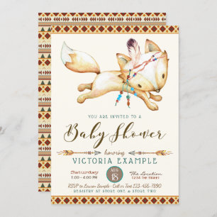 Boy Fox Baby Shower Invitations