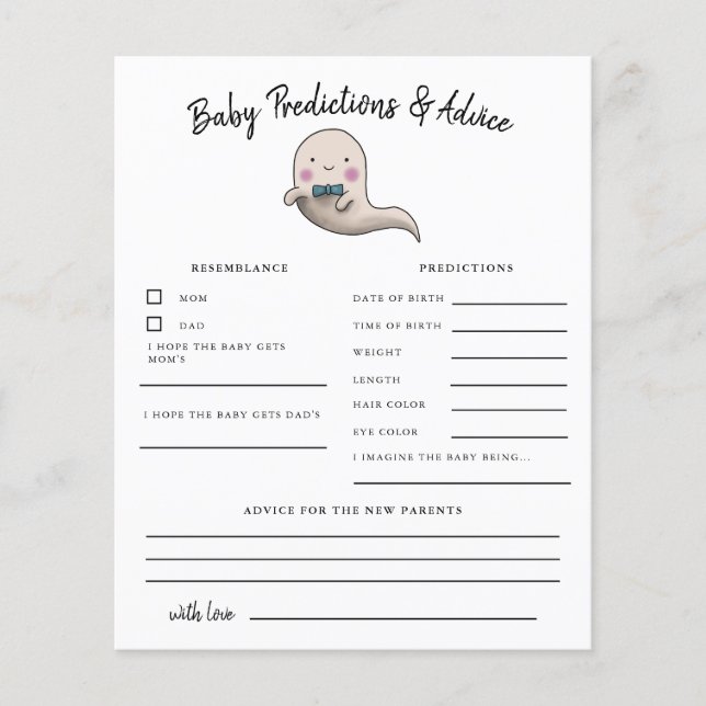 Boy Ghost Little Boo Prédictions & Conseils Card (Devant)