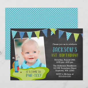 Boy Golf Anniversaire Fête Photo Invitations