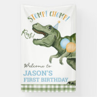 Boy Green Dinosaur 1er Anniversaire Bannière de bi