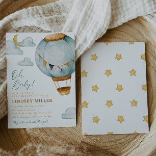 Boy Hot Air Balloon Baby Shower Invitations