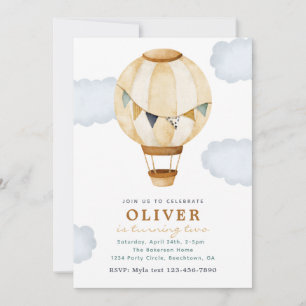 Boy Hot Air Balloon Invitation Anniversaire