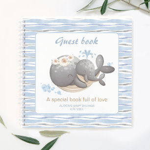 Boy Nautical Whale Baby shower Livre d'invité