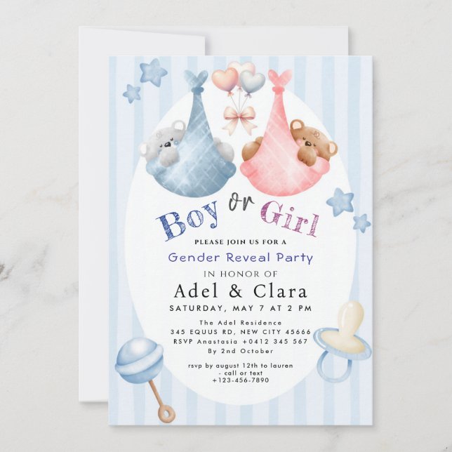 Boy or Girl Gender Reveal Invitation (Devant)