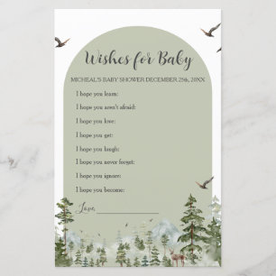 Boy Pine Tree Forest Baby shower Voeux pour bébé