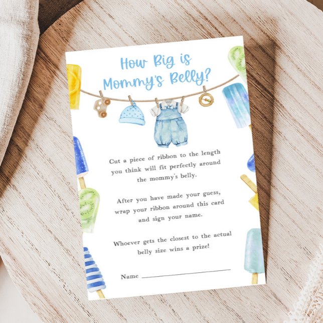 Boy Popsicle Baby Shower How Big Is Game (Ready to Pop Popsicle Baby Shower Game)