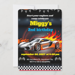 Boy Race Car Hot Wheels Invitations Anniversaire
