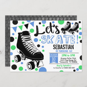 Boy Roller Skating Invitation Rollerskating Party