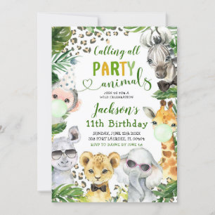 Boy Safari Party Animaux Anniversaire Invitation