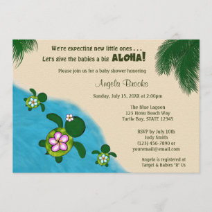 BOY Sea TURTLE Baby shower Invitation TWIN (Honu) 