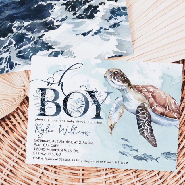 Boy Sea Turtle, Ocean Baby shower Invitation (Créateur téléchargé)