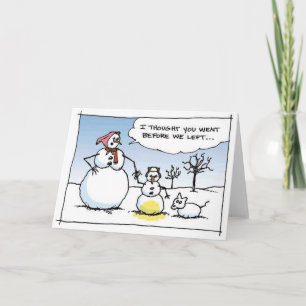 Boy Snowman Pees Carte de voeux amusante