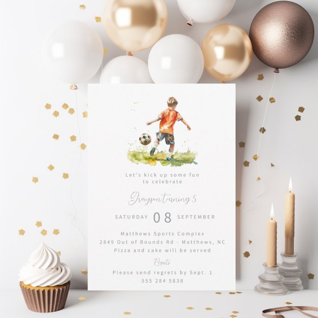 Boy Soccer Invitation de fête d'anniversaire - Aqu (Créateur téléchargé)