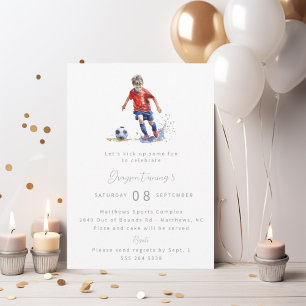 Boy Soccer Invitation de fête d'anniversaire - Aqu