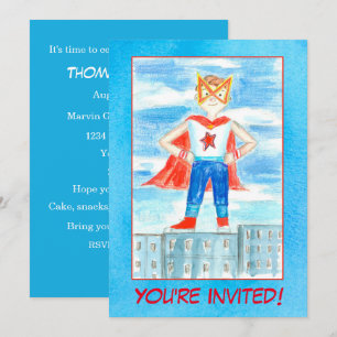 Boy Super Hero Invitation de fête d'anniversaire