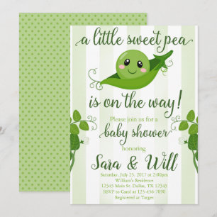 Boy Sweet Pea Pod Baby shower Invitation Invitatio