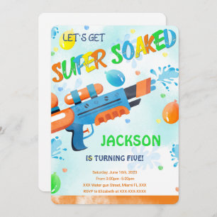 Boy Water Gun Invitations Anniversaire