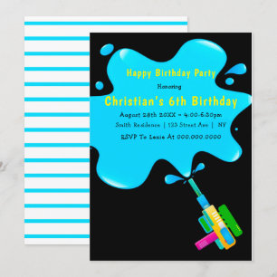 Boy Water Splash 6e anniversaire Invitations
