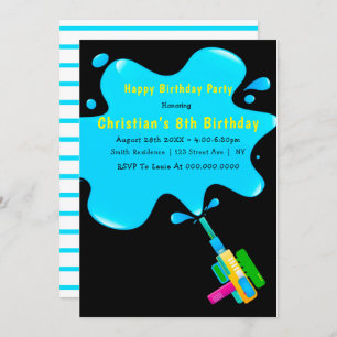 Boy Water Splash 8e anniversaire Invitations