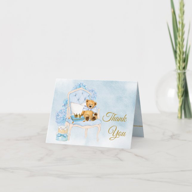 Boy Watercolor Baby shower Merci Cartes (Devant)