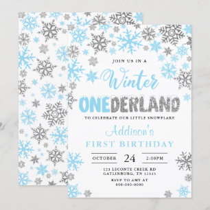 Boy Winter Onederland First Birthday Invitation