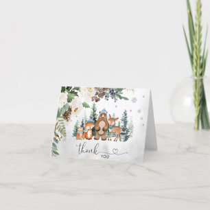 Boy Winter Woodland Baby shower Carte de remerciem