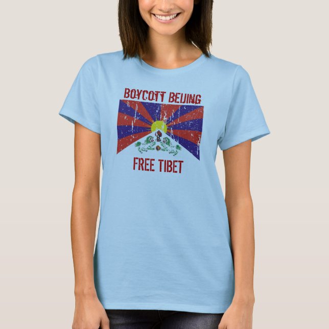 Boycott Pékin T-shirt Tibet libre - Customisé (Devant)