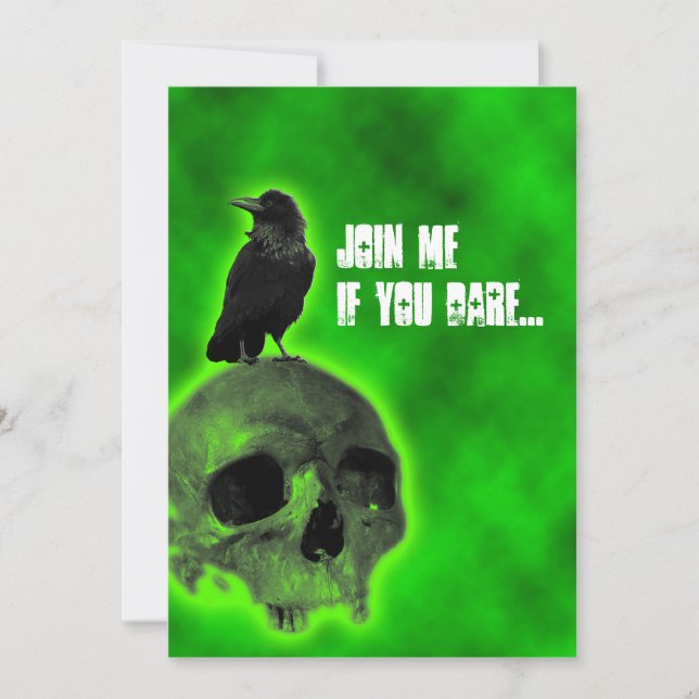 Boys 16th Birthday Raven and Skull Goth Invitation (Devant)